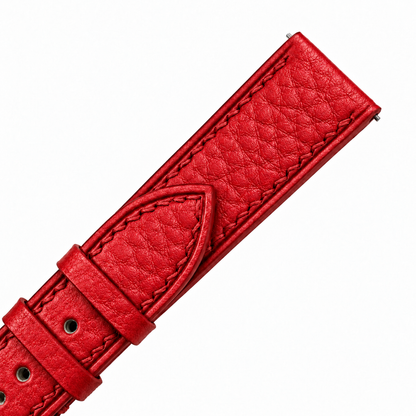 Red Togo strap keepers and pebble grain macro