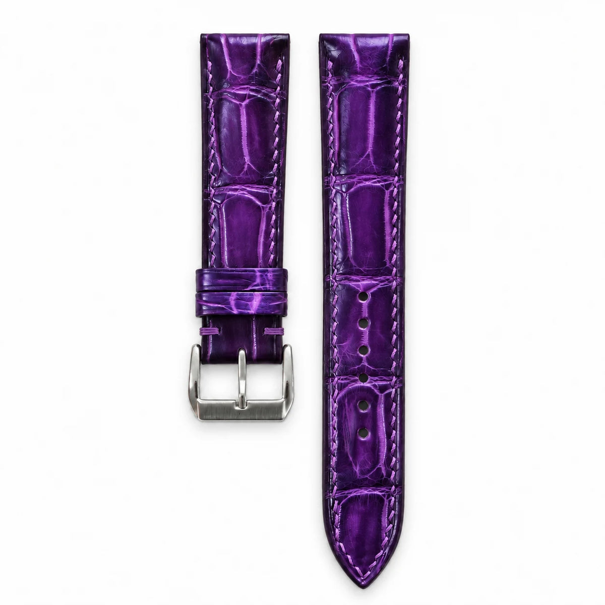 Patina Royal Purple Alligator Leather Watch Strap - hero