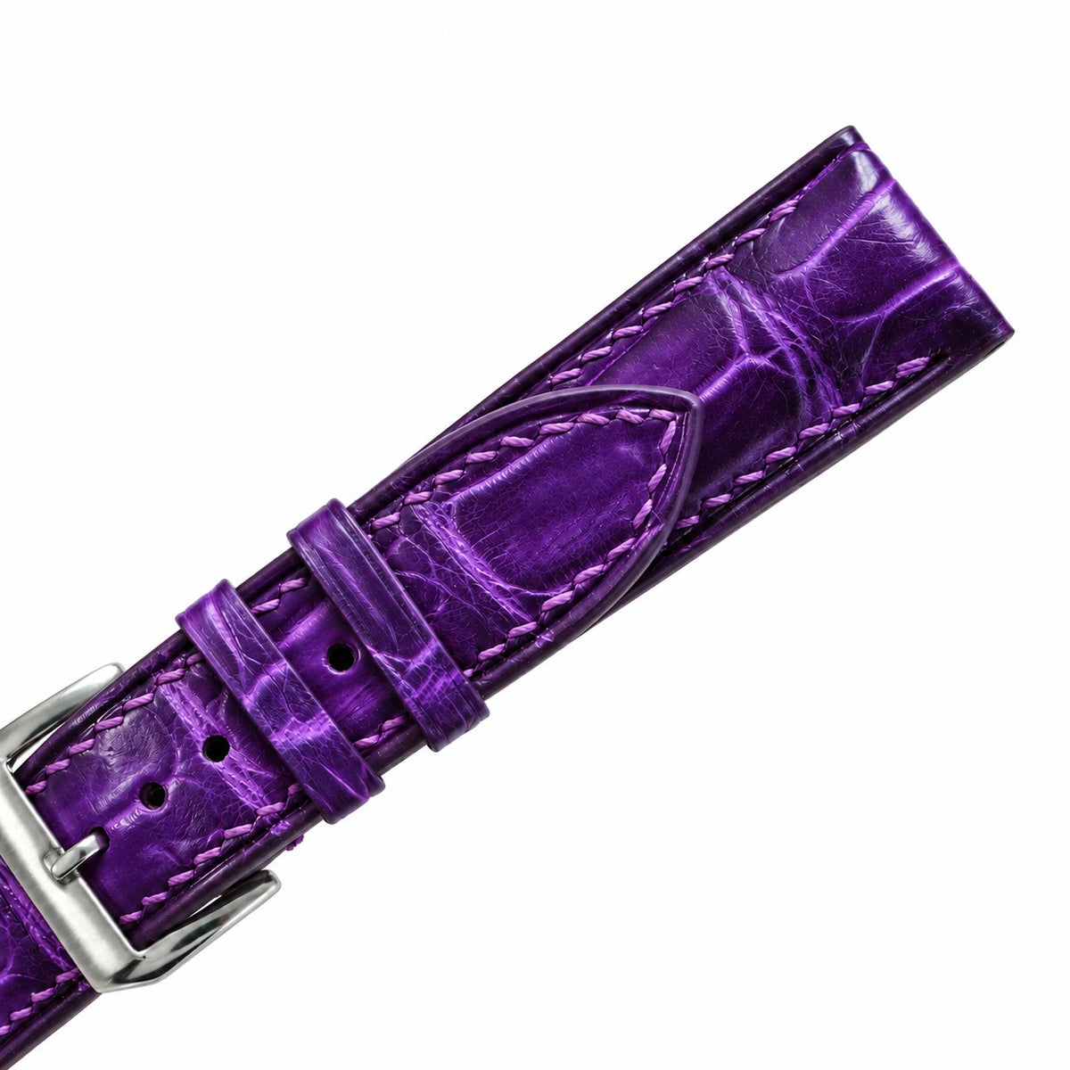 Patina Royal Purple Alligator Leather Watch Strap - royal purple patina scale pattern macro