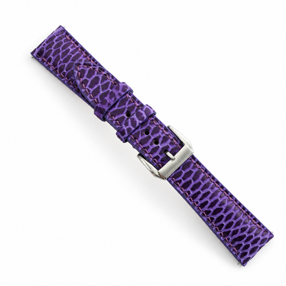 Patina Royal Purple Beaver Tail watch strap - buckle close-up