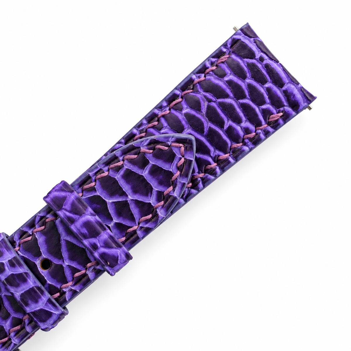 Patina Royal Purple Beaver Tail watch strap - taper and rounded tip