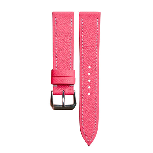Flat Pink Epsom Leather Watch Strap