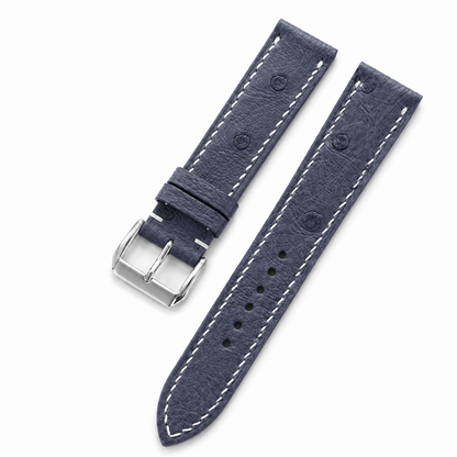 Slate Blue Ostrich Leather Watch Strap