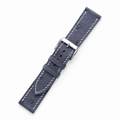Slate Blue Ostrich Leather Watch Strap