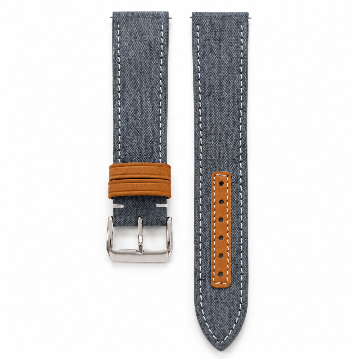 Blue Gray Sailcloth Canvas Watch Strap