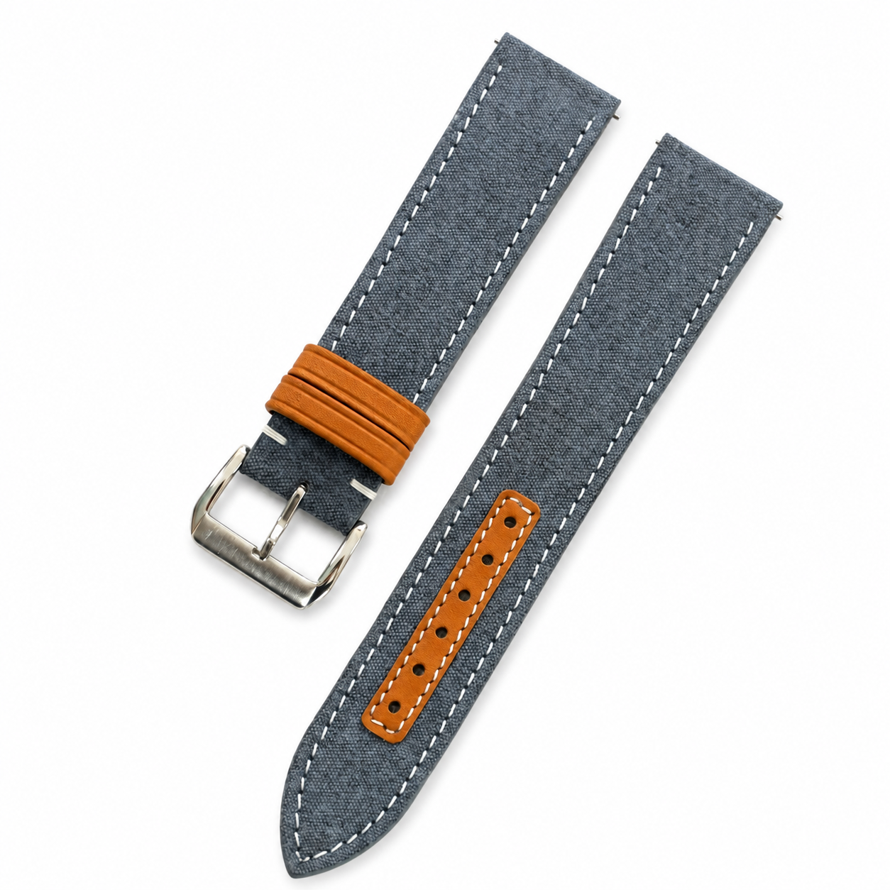 Blue Gray Sailcloth Canvas Watch Strap