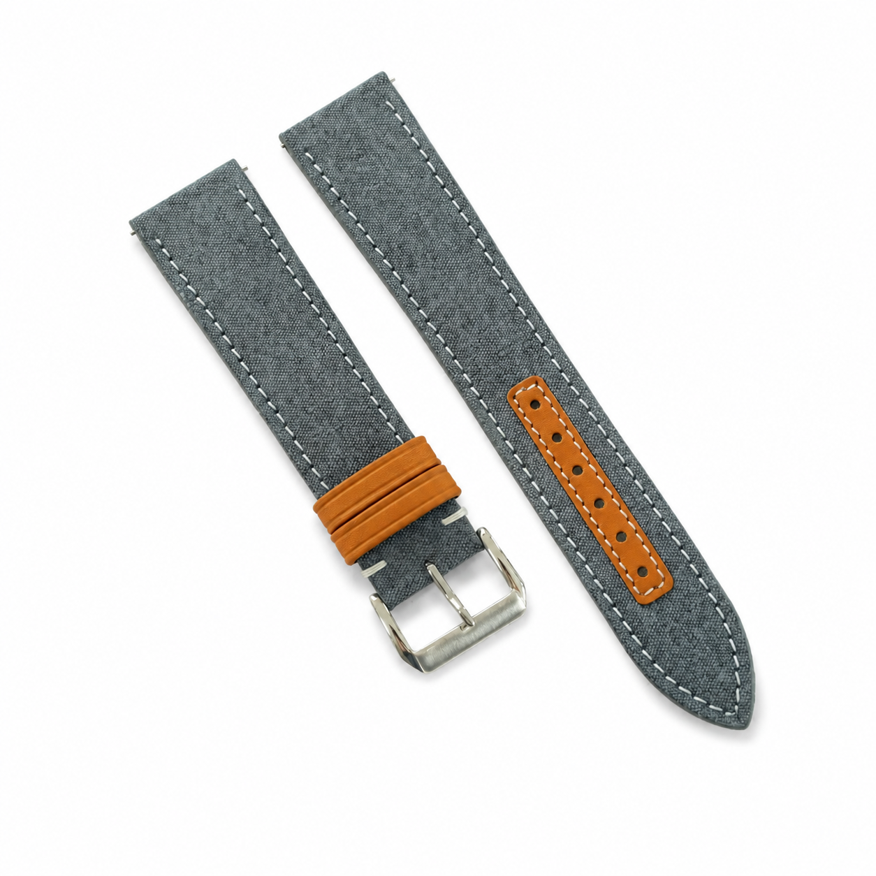 Blue Gray Sailcloth Canvas Watch Strap