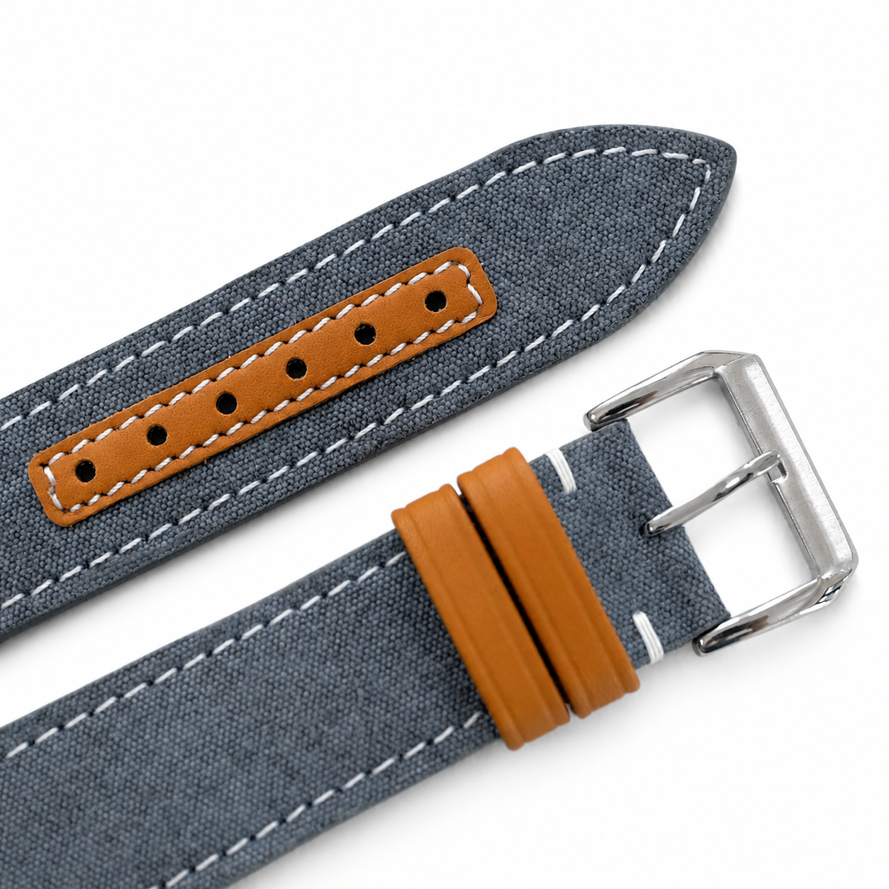 Blue Gray Sailcloth Canvas Watch Strap