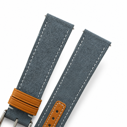 Blue Gray Sailcloth Canvas Watch Strap