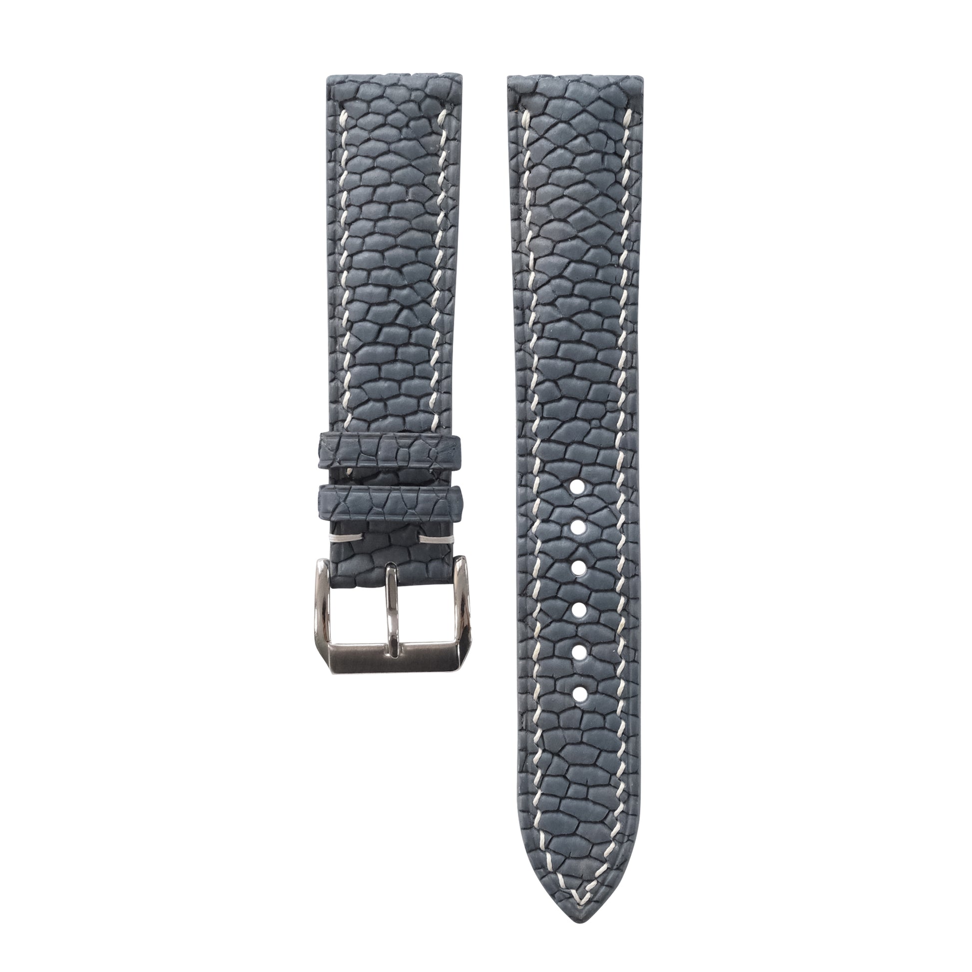 Storm Gray Beaver Tail Leather Watch Strap