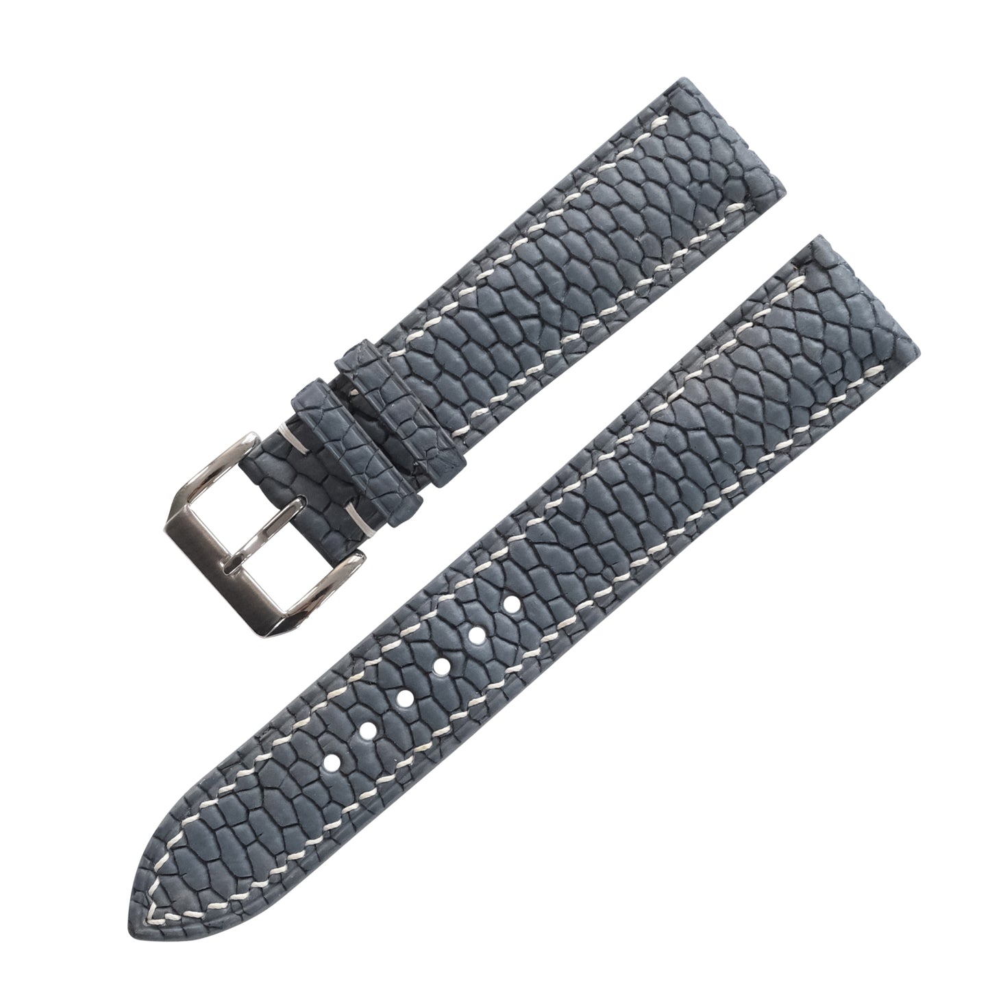 Storm Gray Beaver Tail Leather Watch Strap