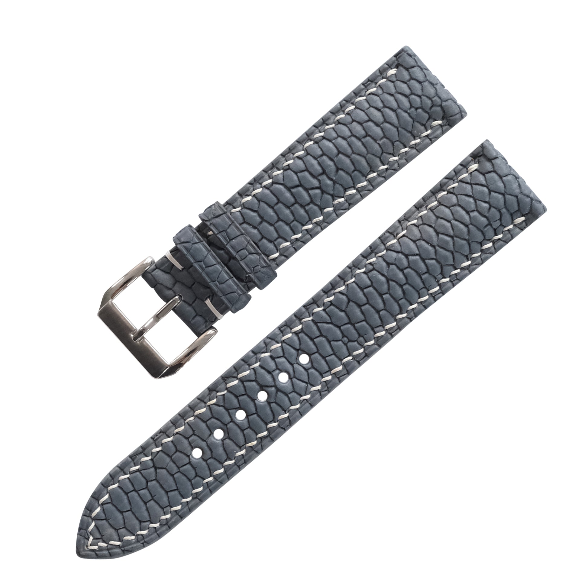 Storm Gray Beaver Tail Leather Watch Strap