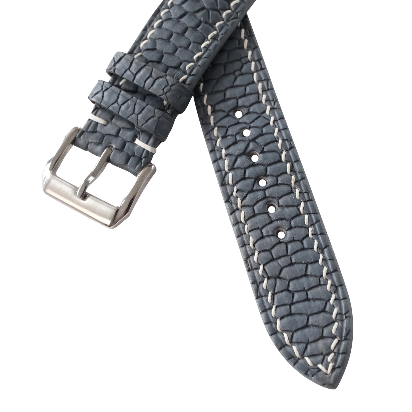 Storm Gray Beaver Tail Leather Watch Strap