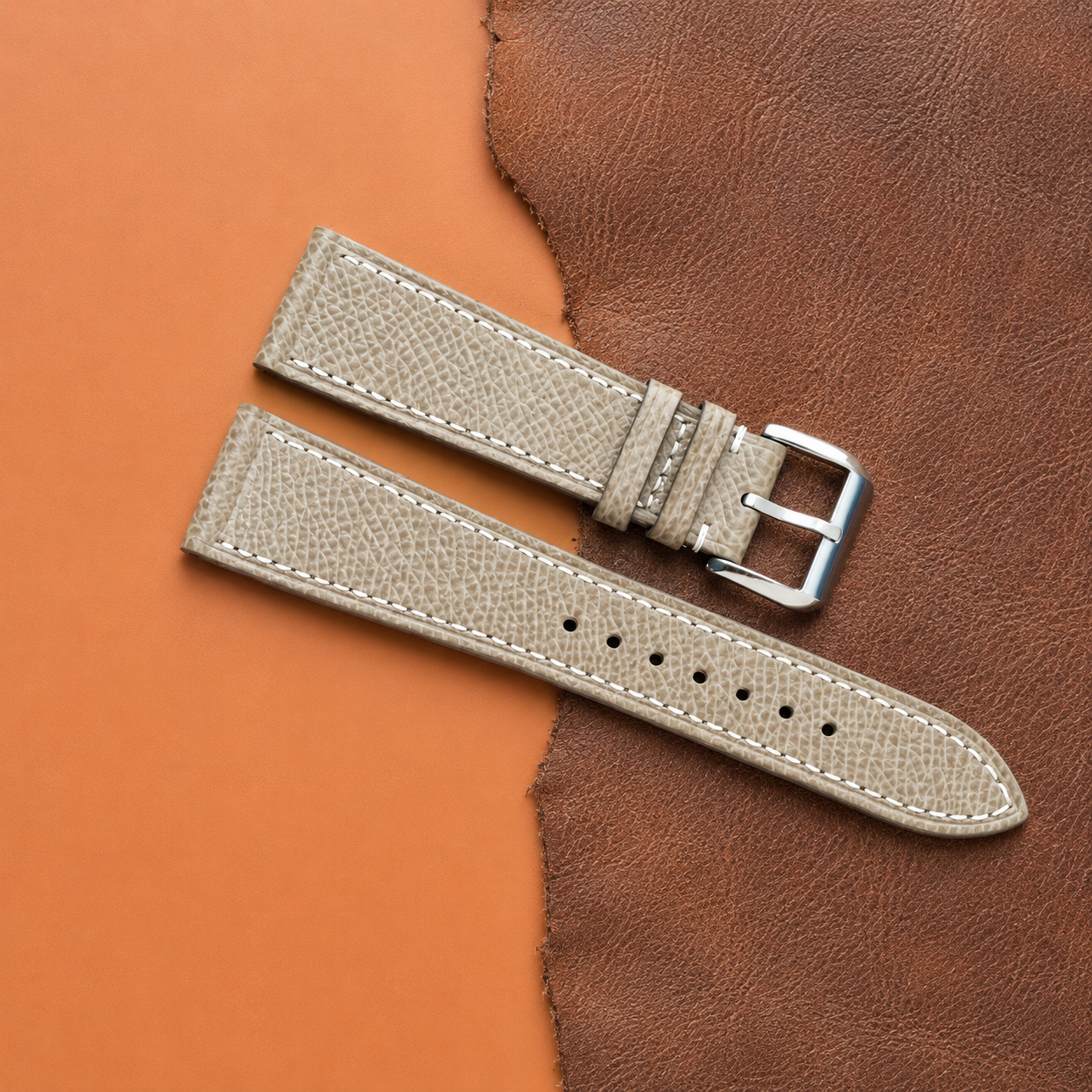 Taupe Epsom Leather Watch Strap
