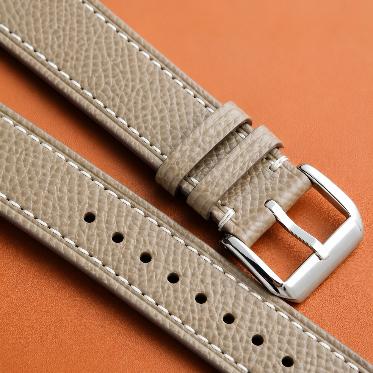 Taupe Epsom Leather Watch Strap