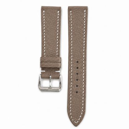 Taupe Togo Leather Watch Strap with steel buckle