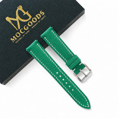 Teal Green Epsom leather watch strap - front