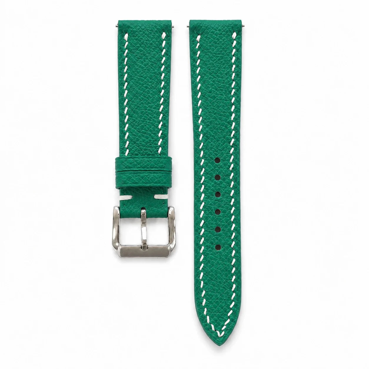 Teal Green Epsom leather watch strap - detail