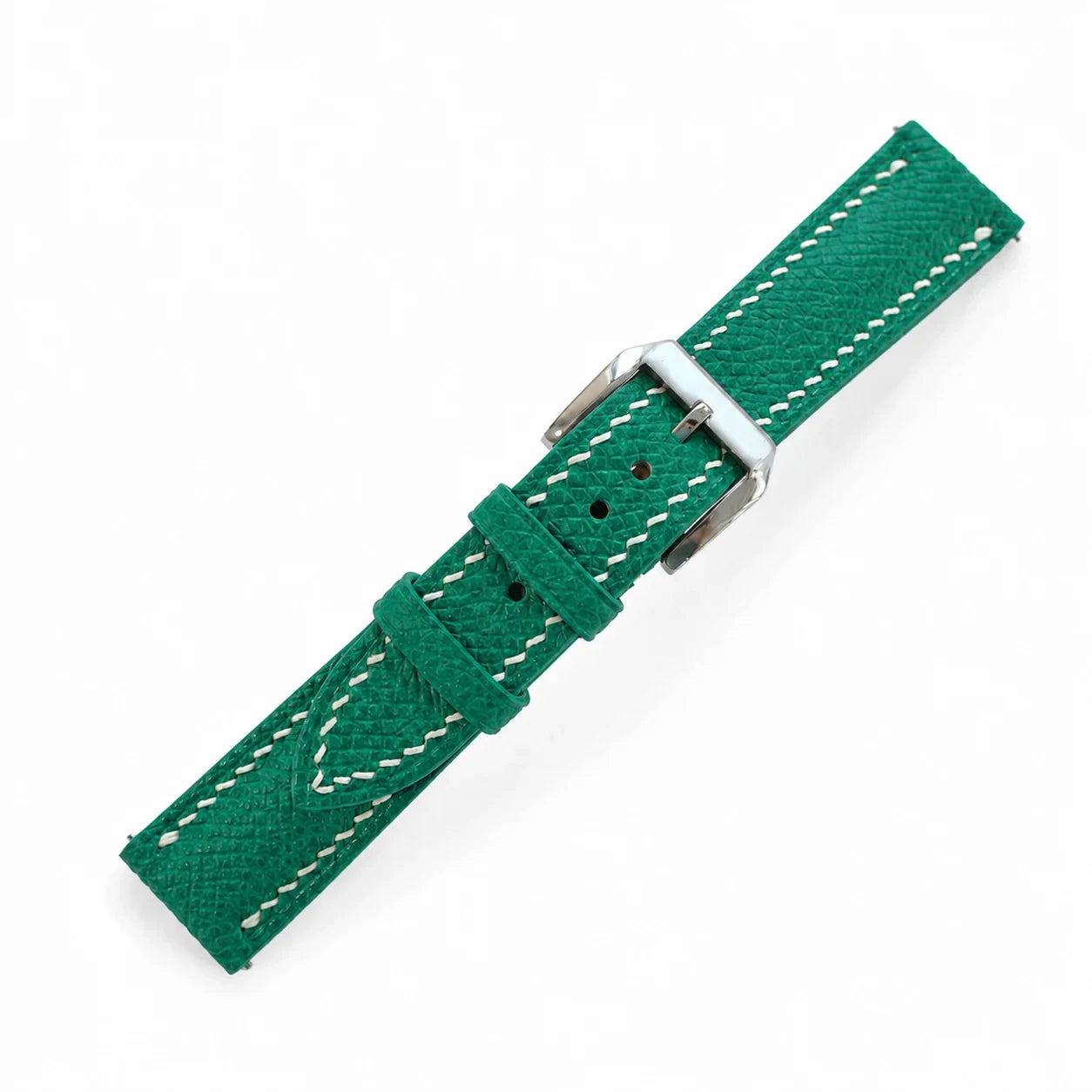 Teal Green Epsom leather watch strap - buckle detail