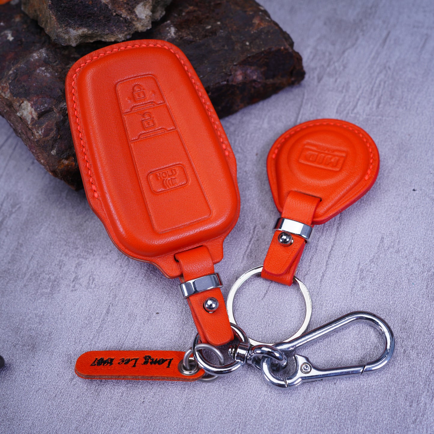 Toyota 4Runner leather key fob cover - orange