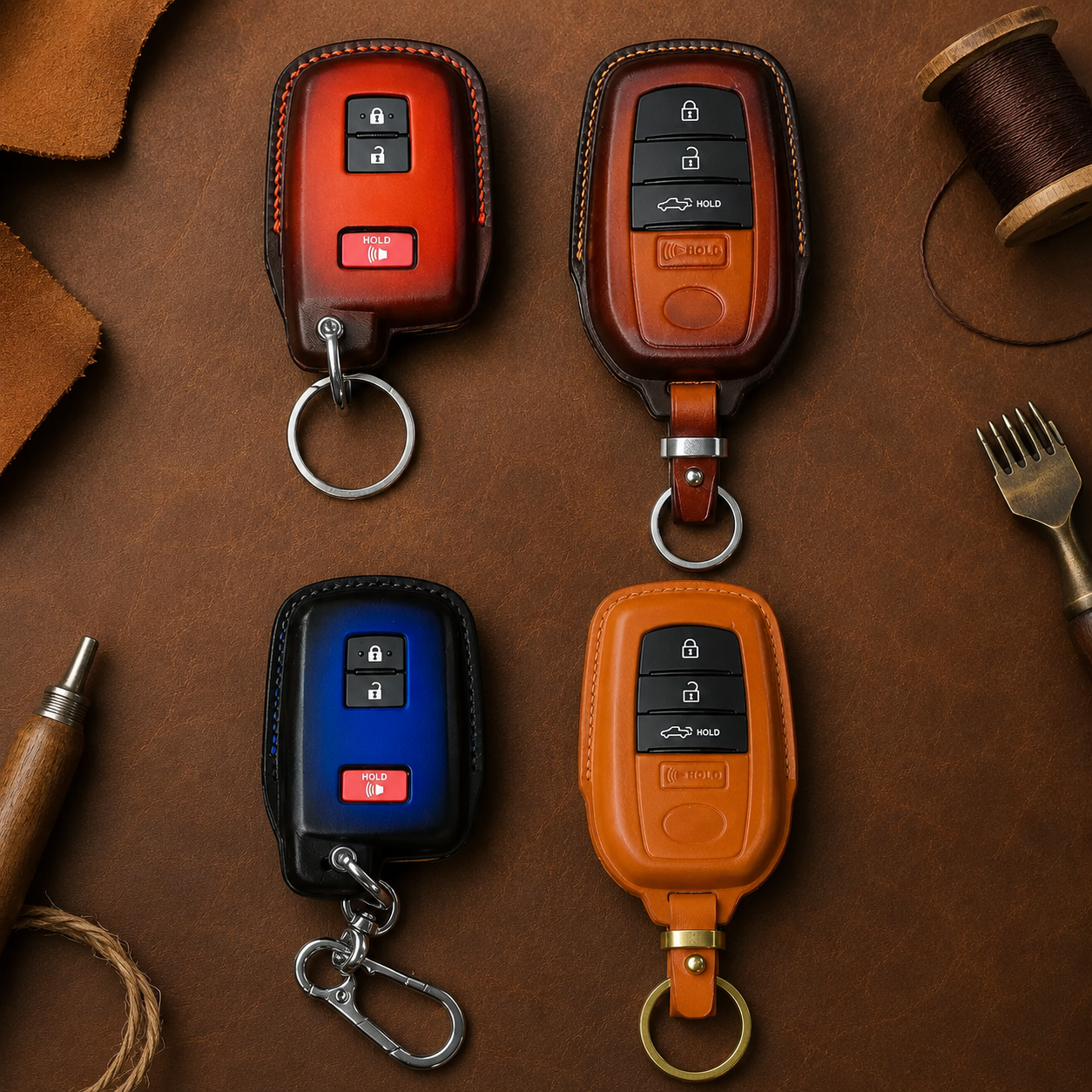 Custom Leather Key Fob Cover for Toyota Tacoma Tundra - View 3