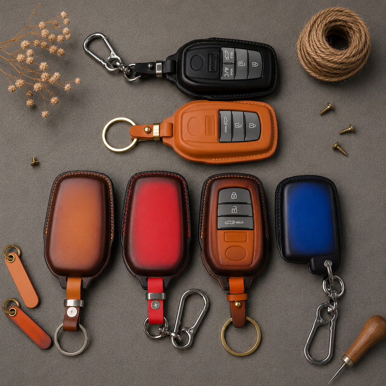 Custom Leather Key Fob Cover for Toyota Tacoma Tundra - View 4