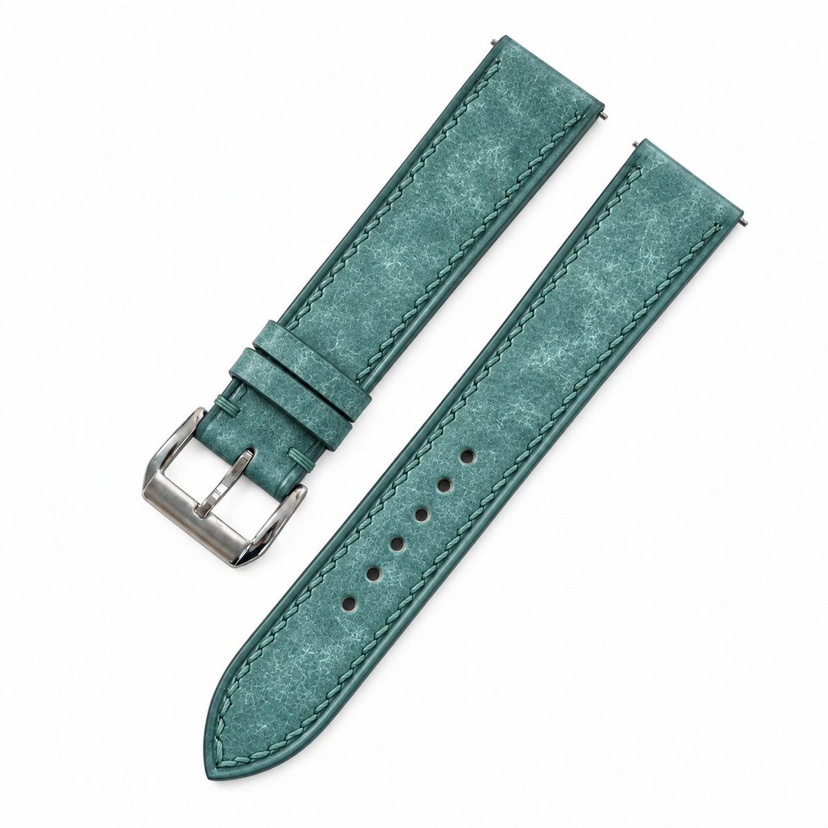 Turquoise Pueblo Leather Watch Strap - assembled with stainless steel buckle