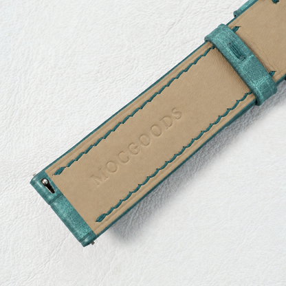 Turquoise Pueblo Leather Watch Strap - padded leather lining with MocGoods emboss