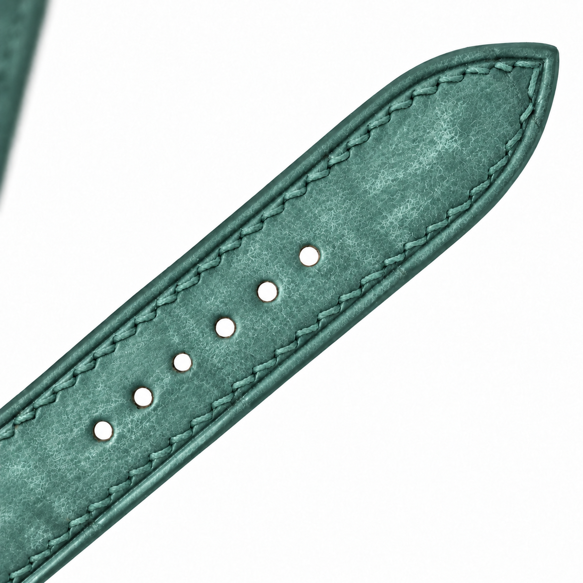 Turquoise Pueblo Leather Watch Strap - tapered tip and adjustment holes detail