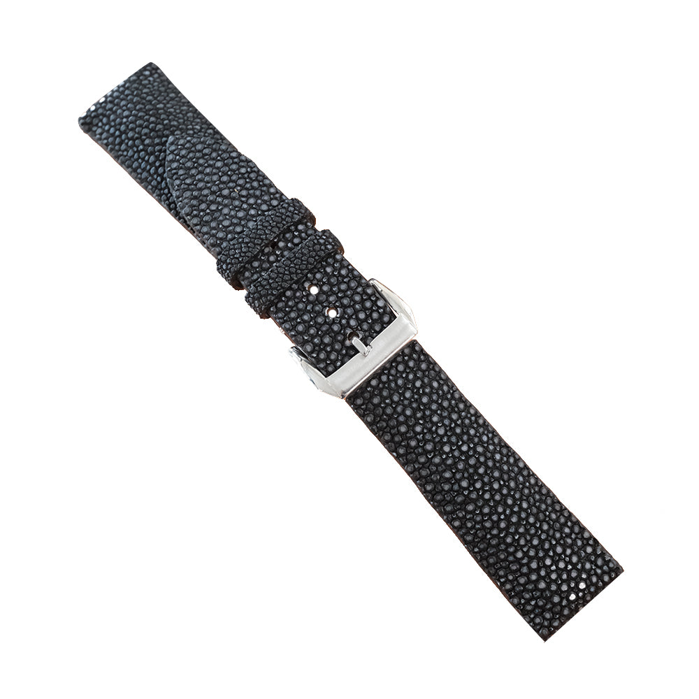 Black Stingray leather watch strap detail