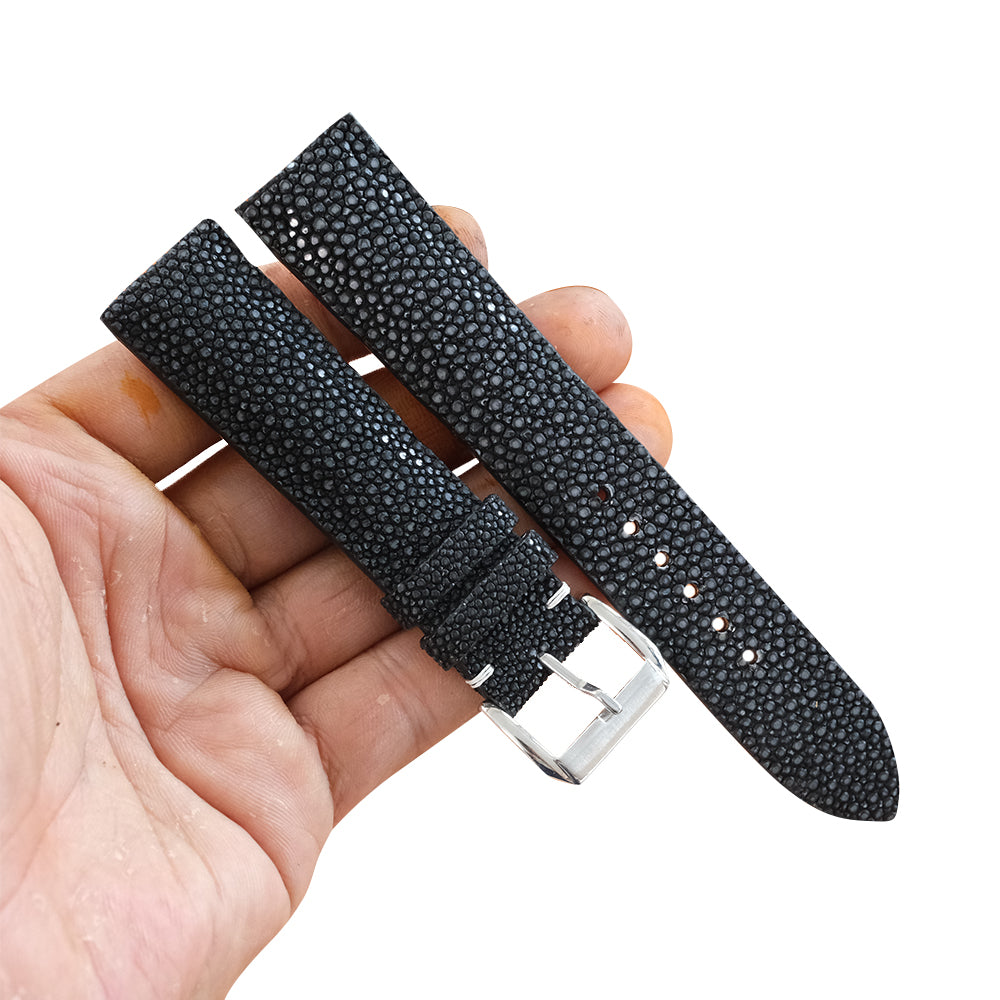 Black Stingray leather watch strap