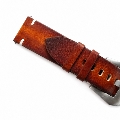 Vintage Cognac Brown Patina Vegetable Tanned Leather Watch Strap - Photo 4