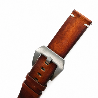 Vintage Cognac Brown Patina Vegetable Tanned Leather Watch Strap - Photo 5