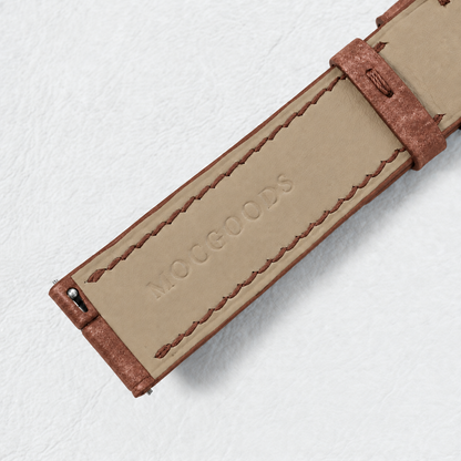 Warm Brown Pueblo Leather Watch Strap - padded leather lining with MocGoods emboss