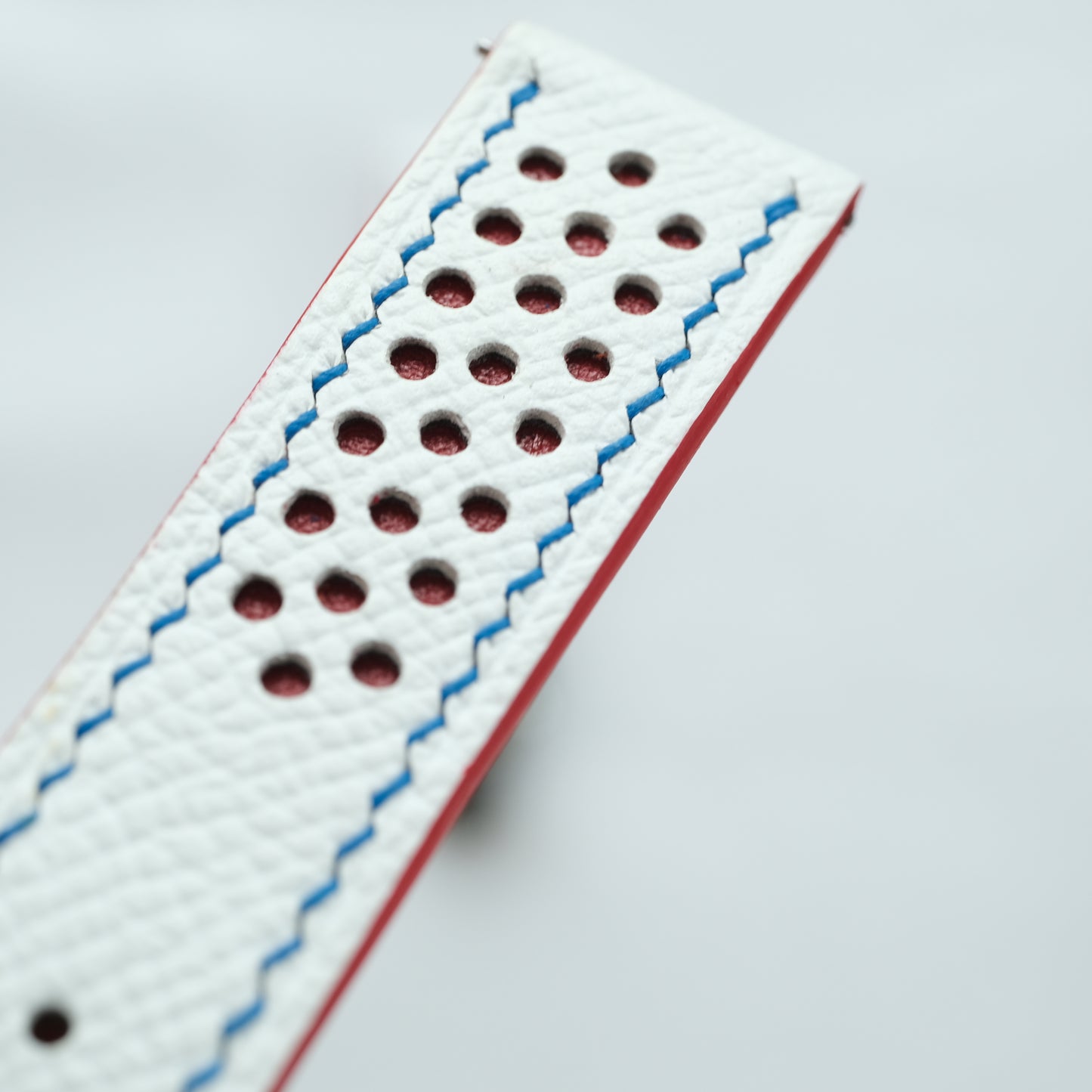 White and Red Racing Epsom Leather Watch Strap