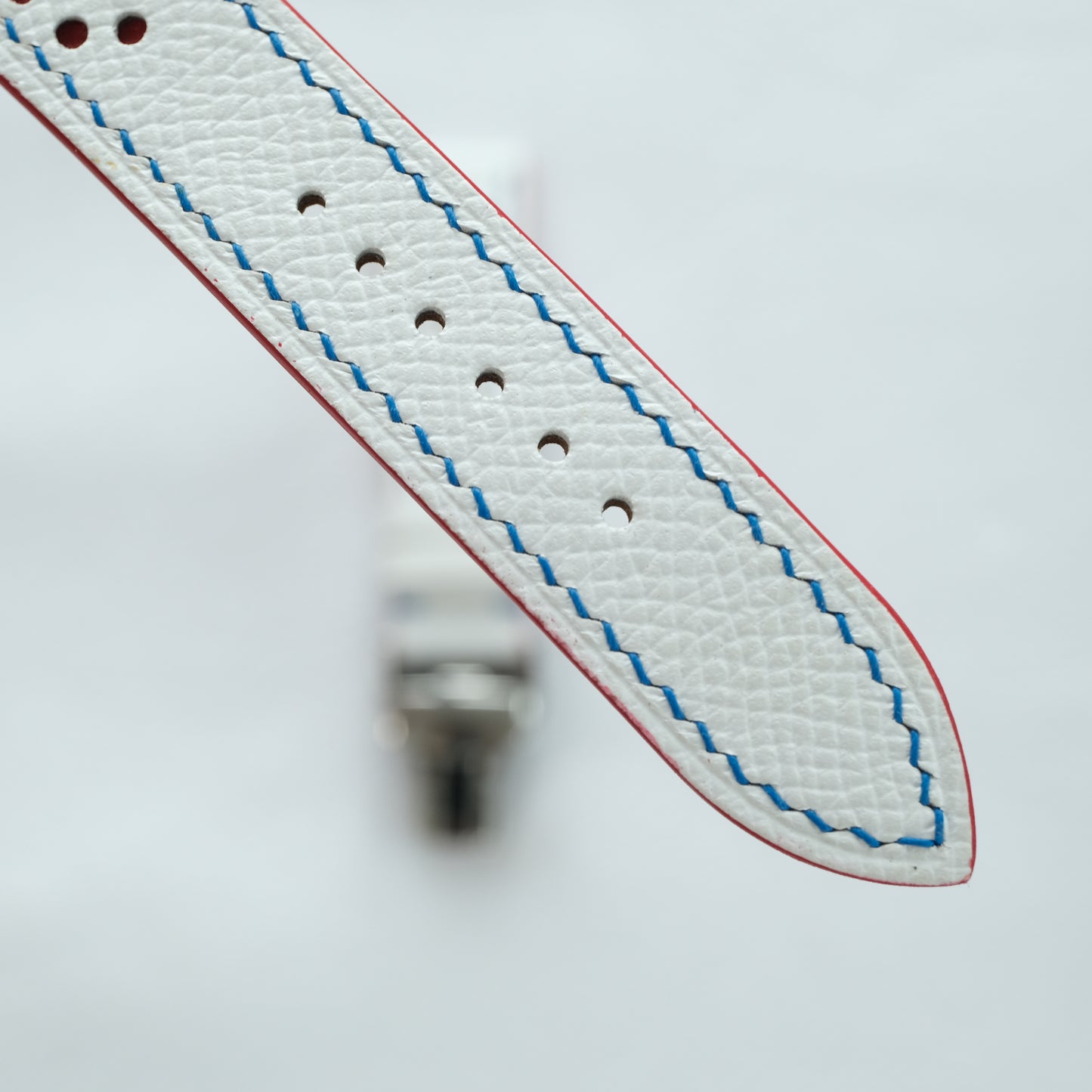 White and Red Racing Epsom Leather Watch Strap